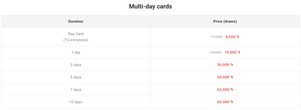 Tsaghkadzor skipass price 2025 2026