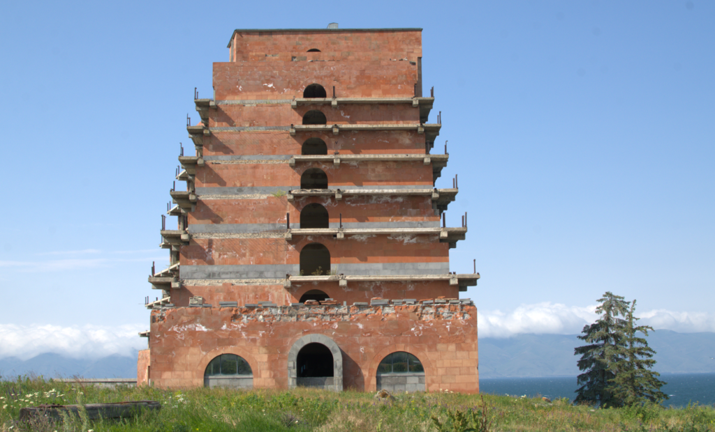 Abandoned hotel on the Sevan Lake
