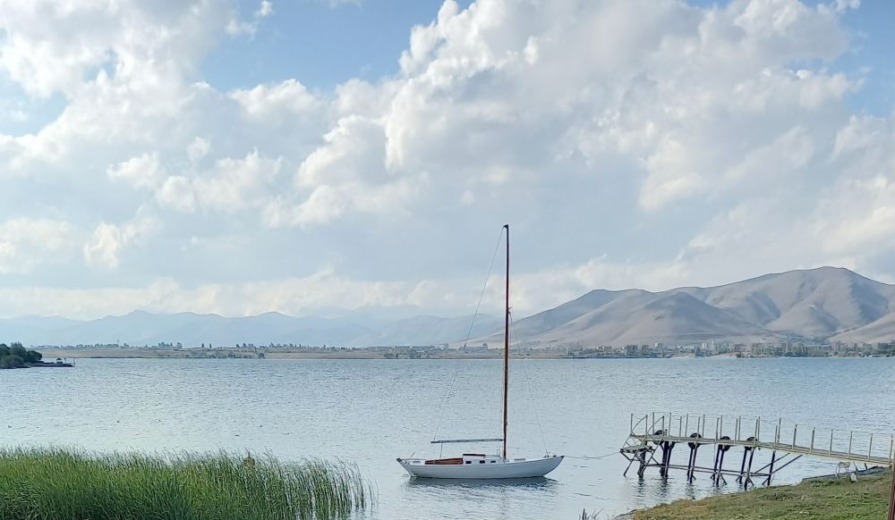 Sevan lake and boat